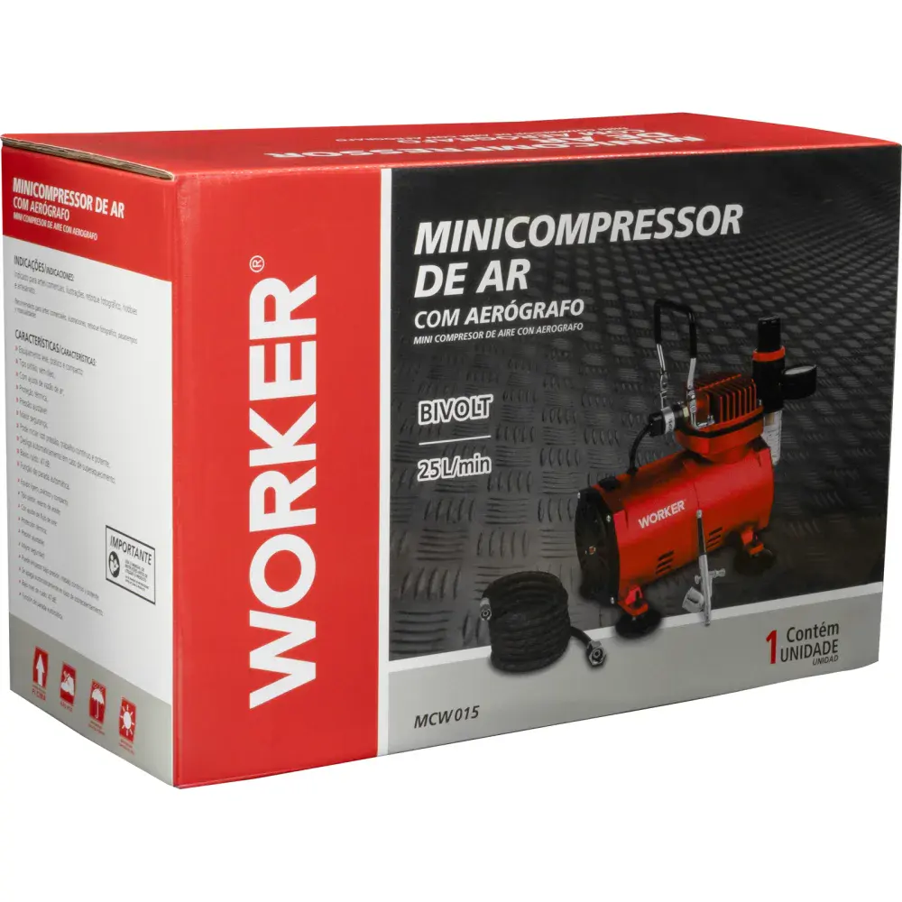 Minicompressor de ar com aerógrafo mcw 015 Worker — fotografia 11