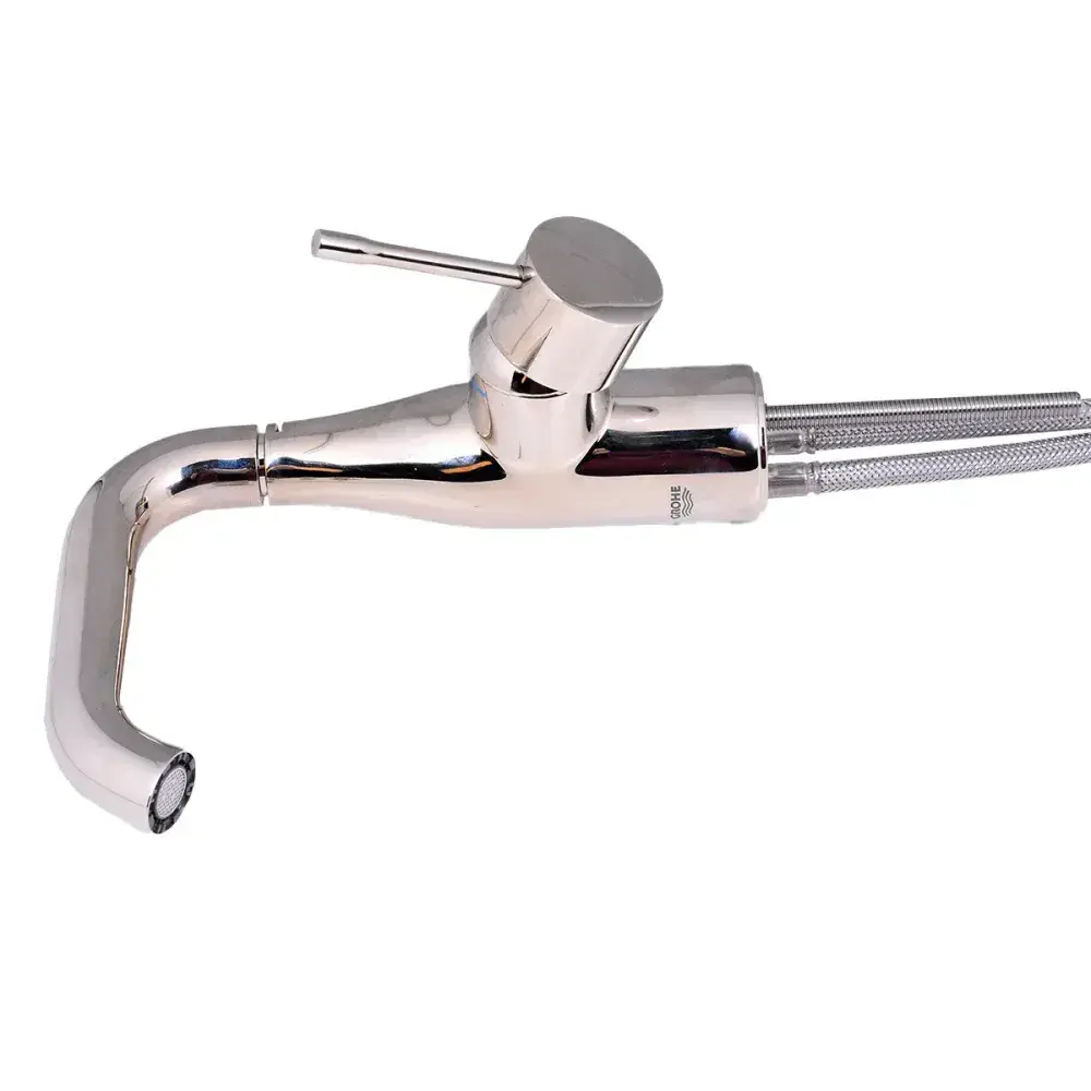 Misturador monocomando bica média níquel polido essence Grohe — fotografia 3