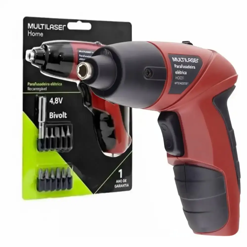 Parafusadeira à bateria 4,8V com kit 11 peças HO031 bivolt Multilaser — fotografia 4
