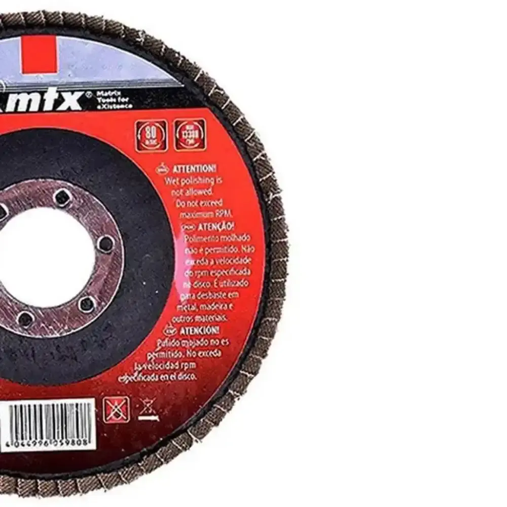 Disco de lixa flap 4.1/2 POL grana 100 kit com 10 unidades MTX — fotografia 5