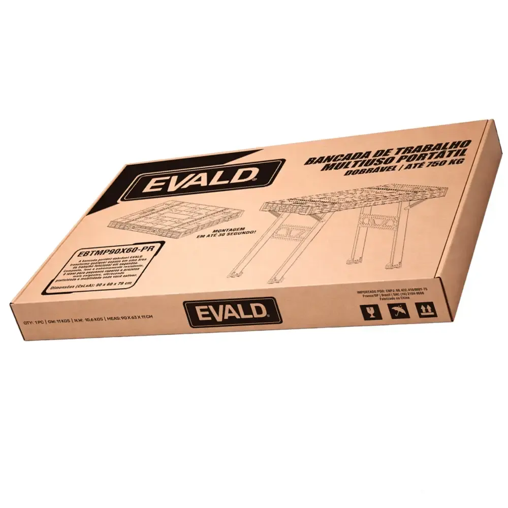 Bancada de trabalho portátil multiuso até 750 KG dobrável 85X60X79CM Evald — fotografia 10