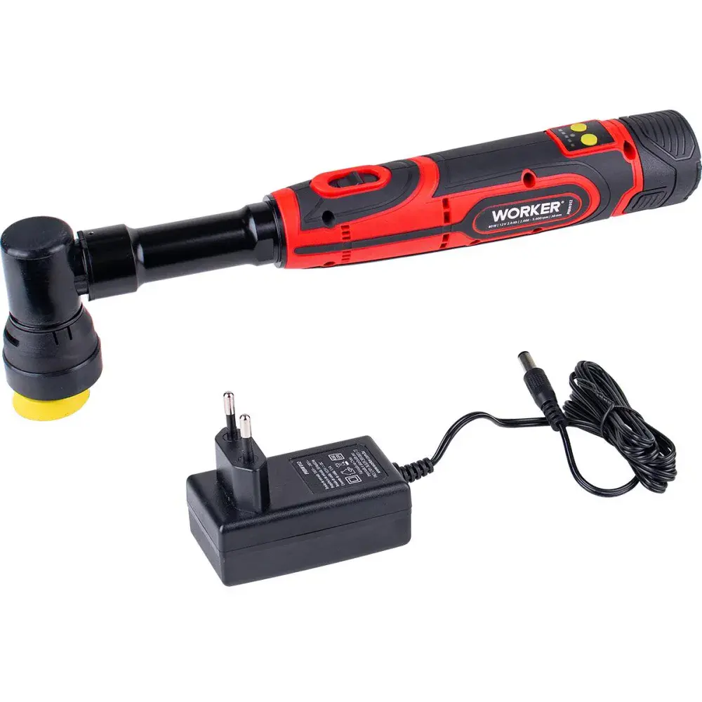 Mini politriz roto orbital a bateria 12V Worker com kit 8 acessórios — fotografia 4