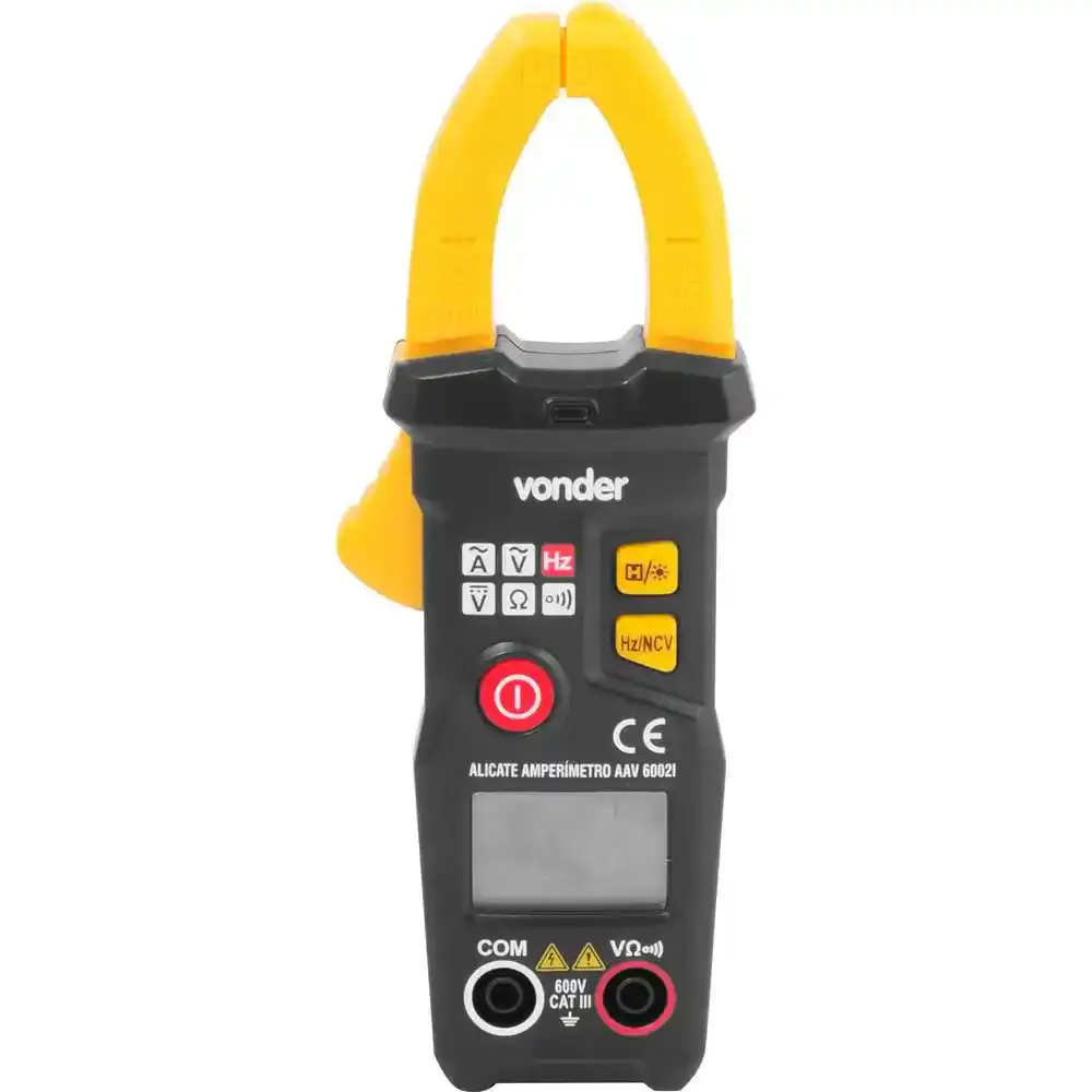 Alicate amperímetro digital ac/dc CAT III 600 v AAV-6002I Vonder — fotografia 4