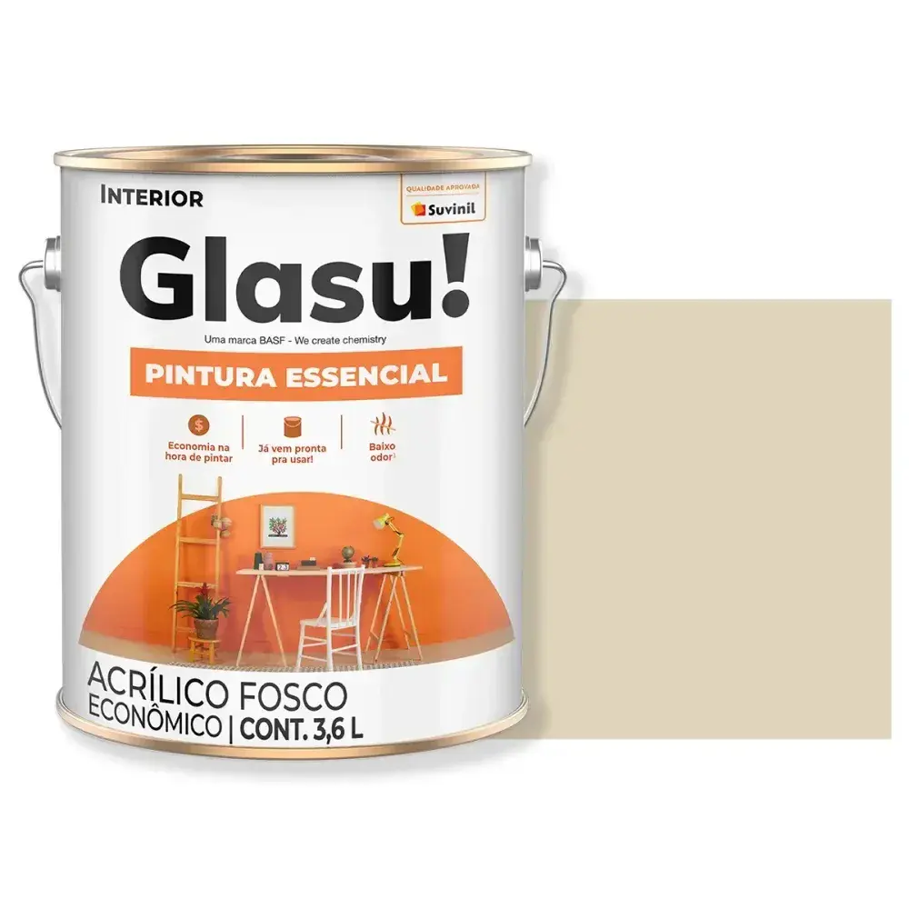 Tinta acrílica essencial fosco palha 3,6L glasu Suvinil Glasu! — fotografia 2