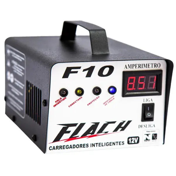 Carregador de baterias inteligente F10 - 12V - bivolt automático - Flach