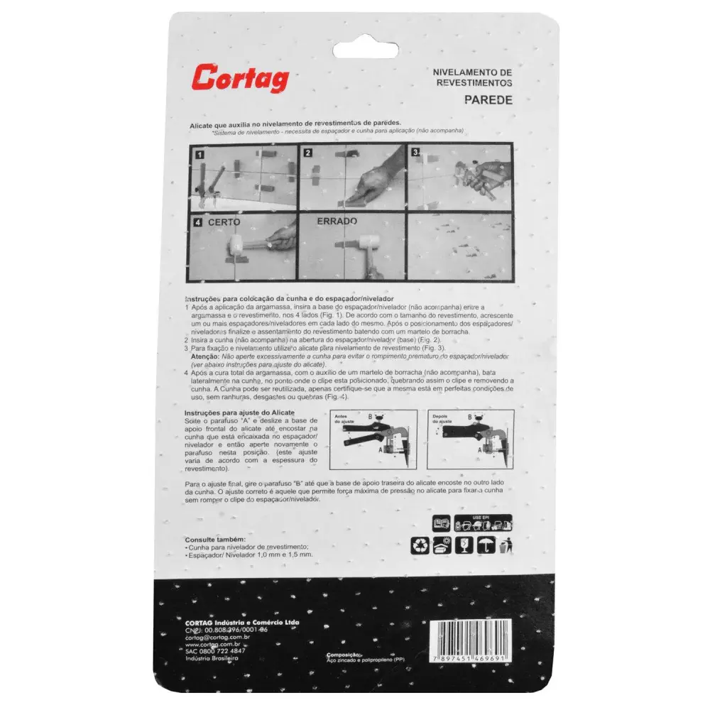 Alicate de parede para nivelamento 206X42X145MM Cortag — fotografia 5
