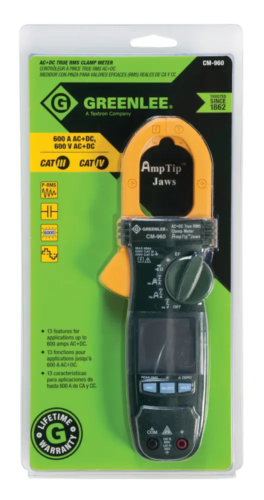 Amperímetro digital 600A ac/dc Greenlee