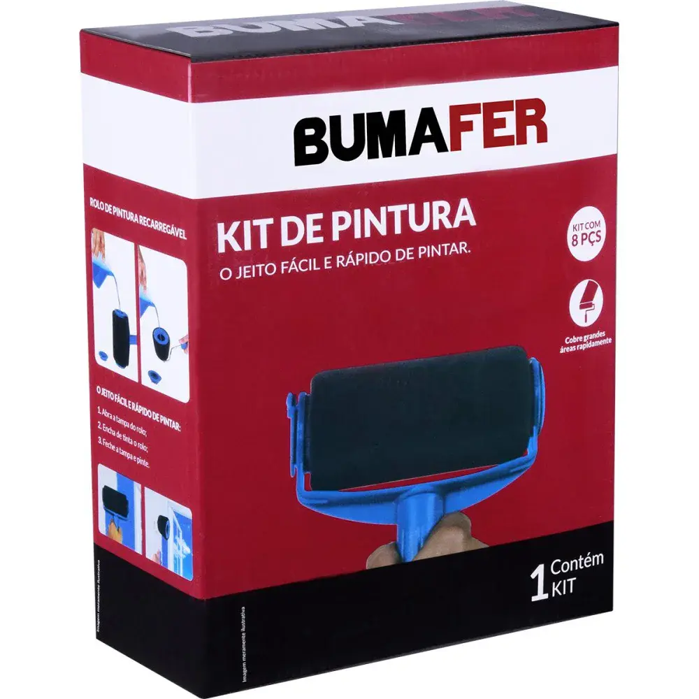 Kit de pintura com rolo recarregável 8 peç Bumafer — fotografia 8