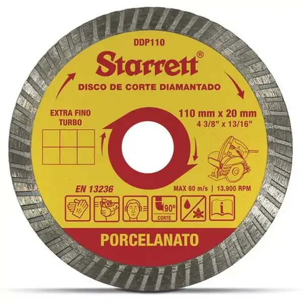 Disco de corte diamantado porcelanato 110MM - Starrett