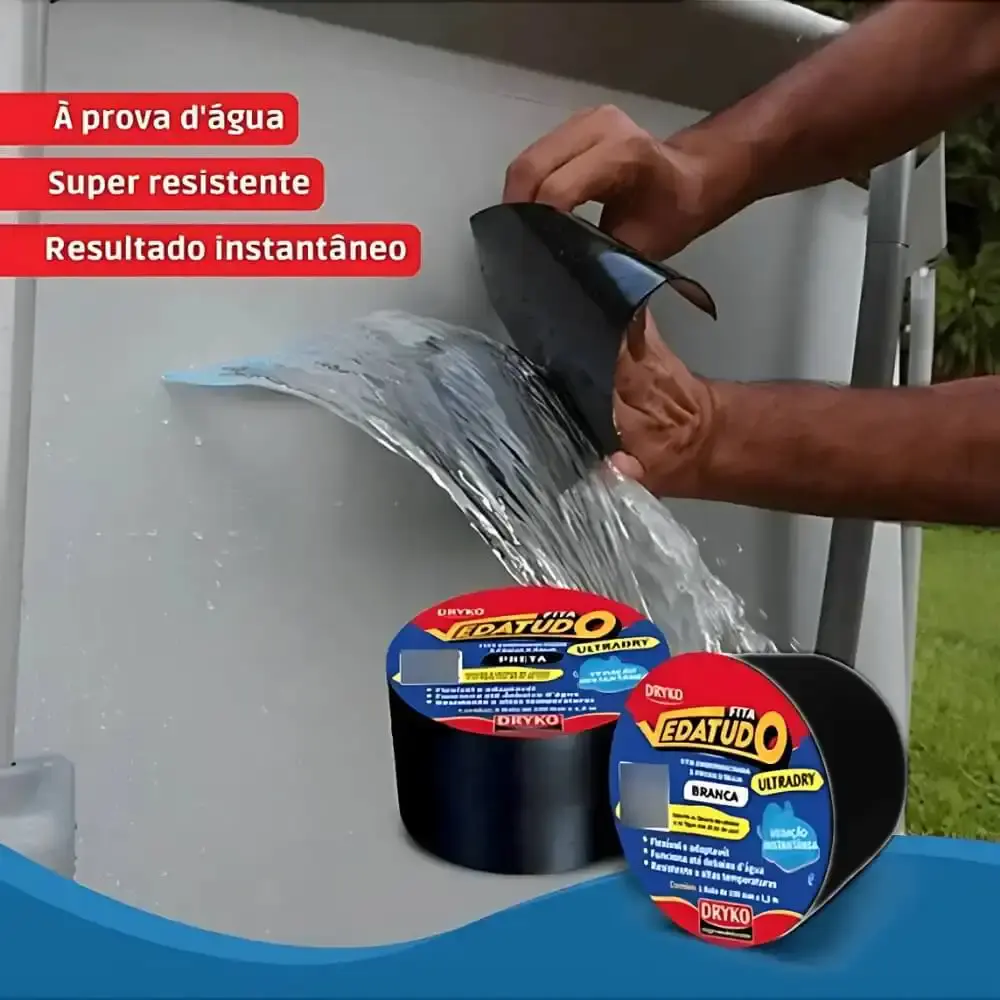 Fita adesiva emborrachada vedatudo ultradry preta Dryko — fotografia 7