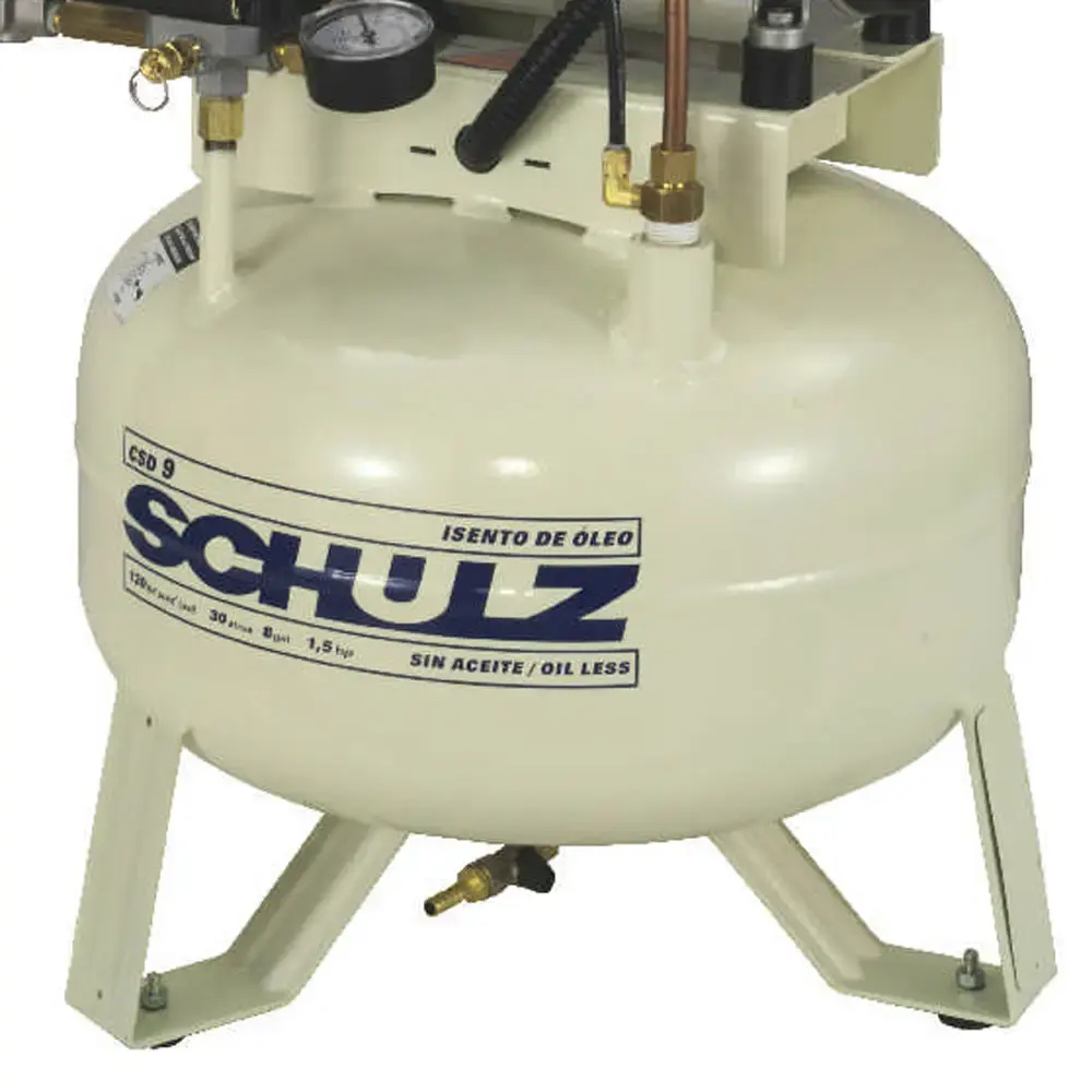 Compressor de ar odontológico 1,5 HP 9 pés 30 litros isento de óleo CSD 9/30 Schulz 220 V — fotografia 4