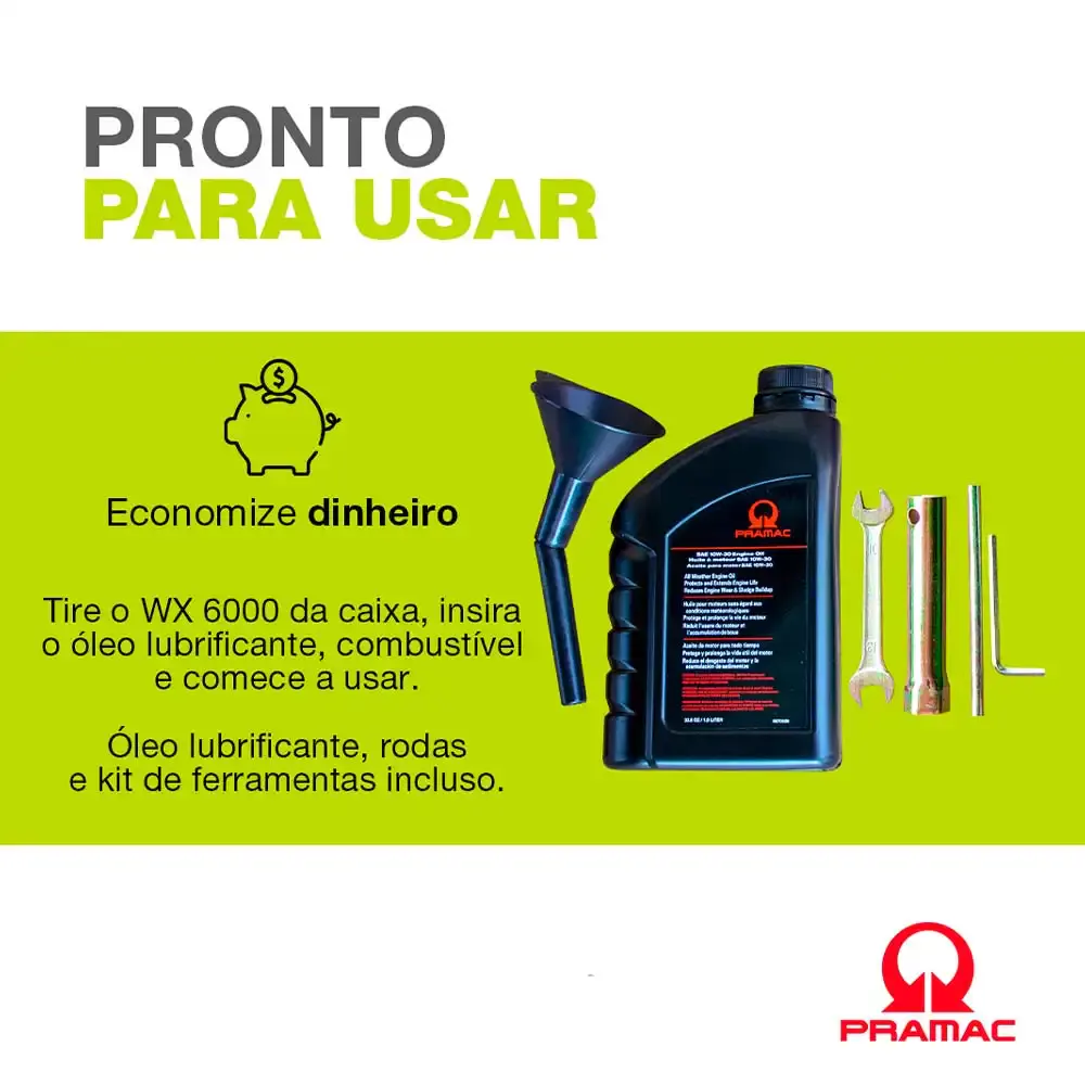 Gerador à gasolina 6 KVA 4T digital com AVR mono bivolt WX6000 Pramac — fotografia 6