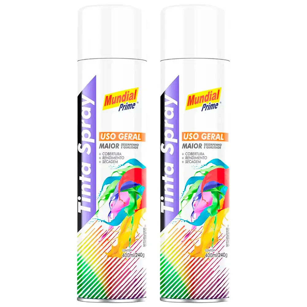 Tinta spray 400ML branco fosco 02 uni mundial prime