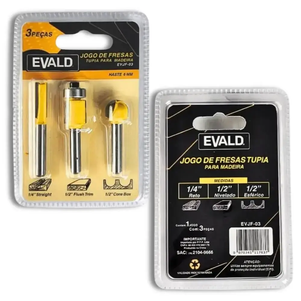 Tupia 6 MM 650W EVTUP110/220 com kit 3 fresas 6 MM EVJF-03 Evald 220 V — fotografia 8