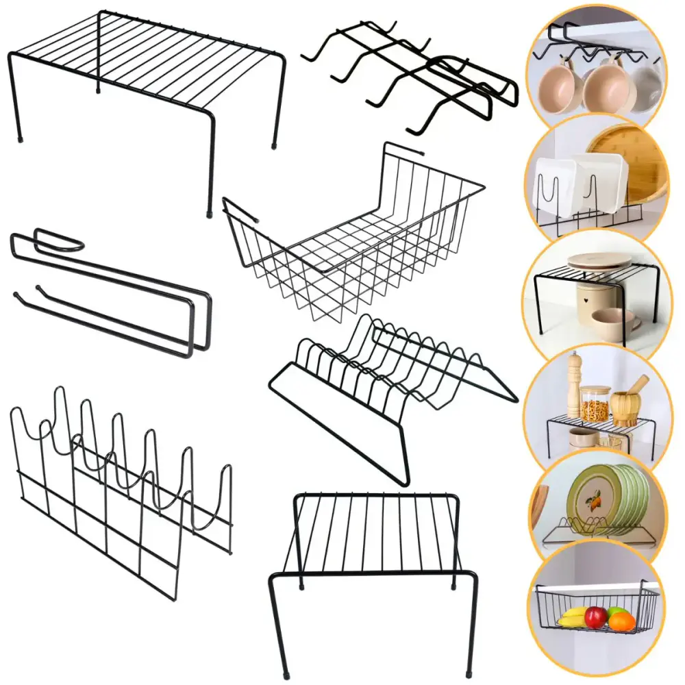 Kit organizador para armário com 7 peças viena preto | 03 BEL