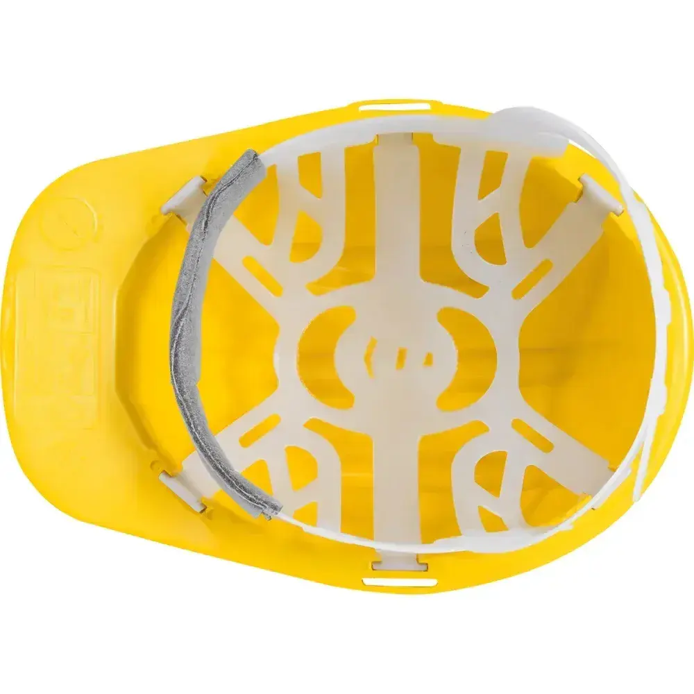 Capacete de proteção amarelo com carneira e aba frontal Worker — fotografia 10
