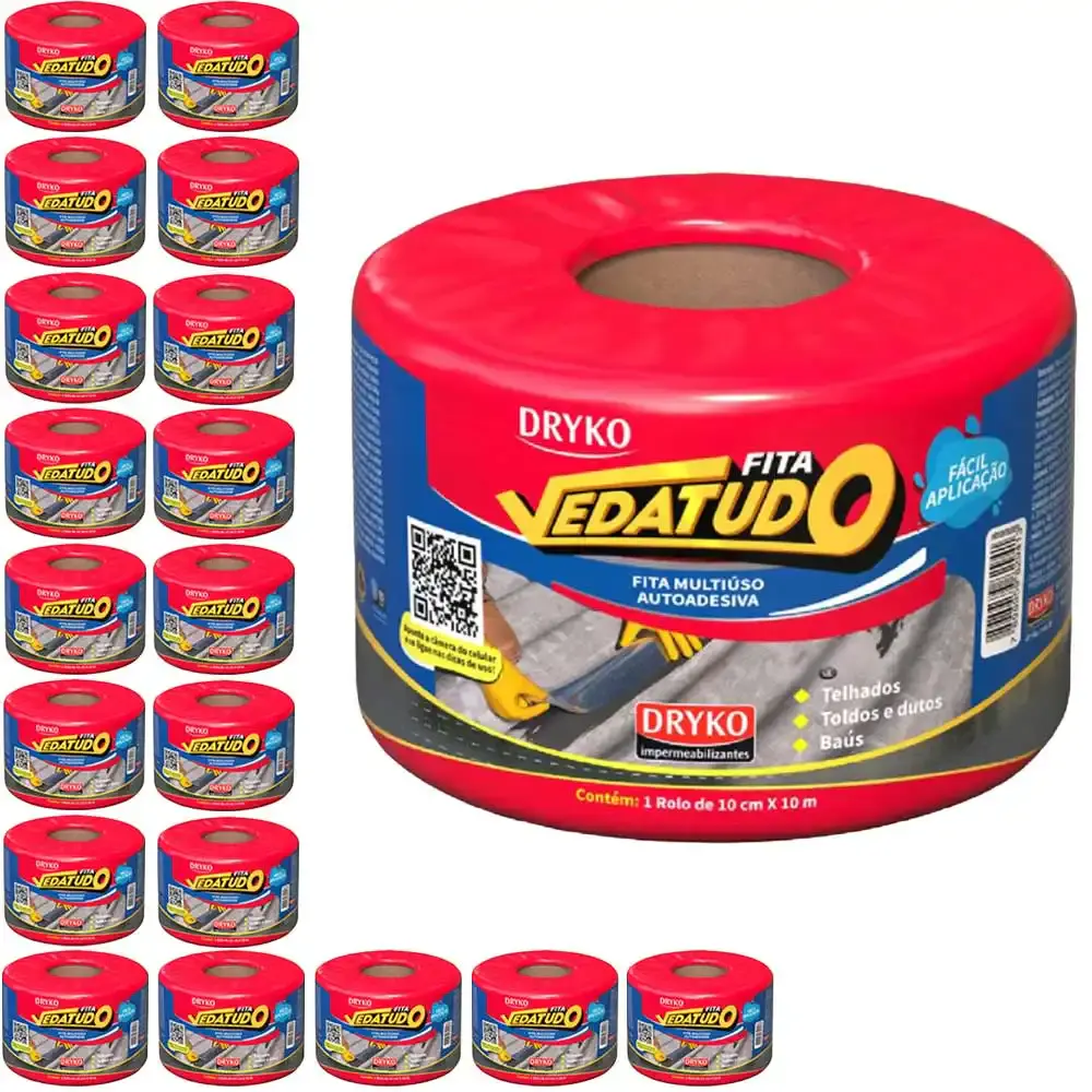 Fita Asfáltica Vedatudo 10 cm X 10 m 20 Unidades DRYKO