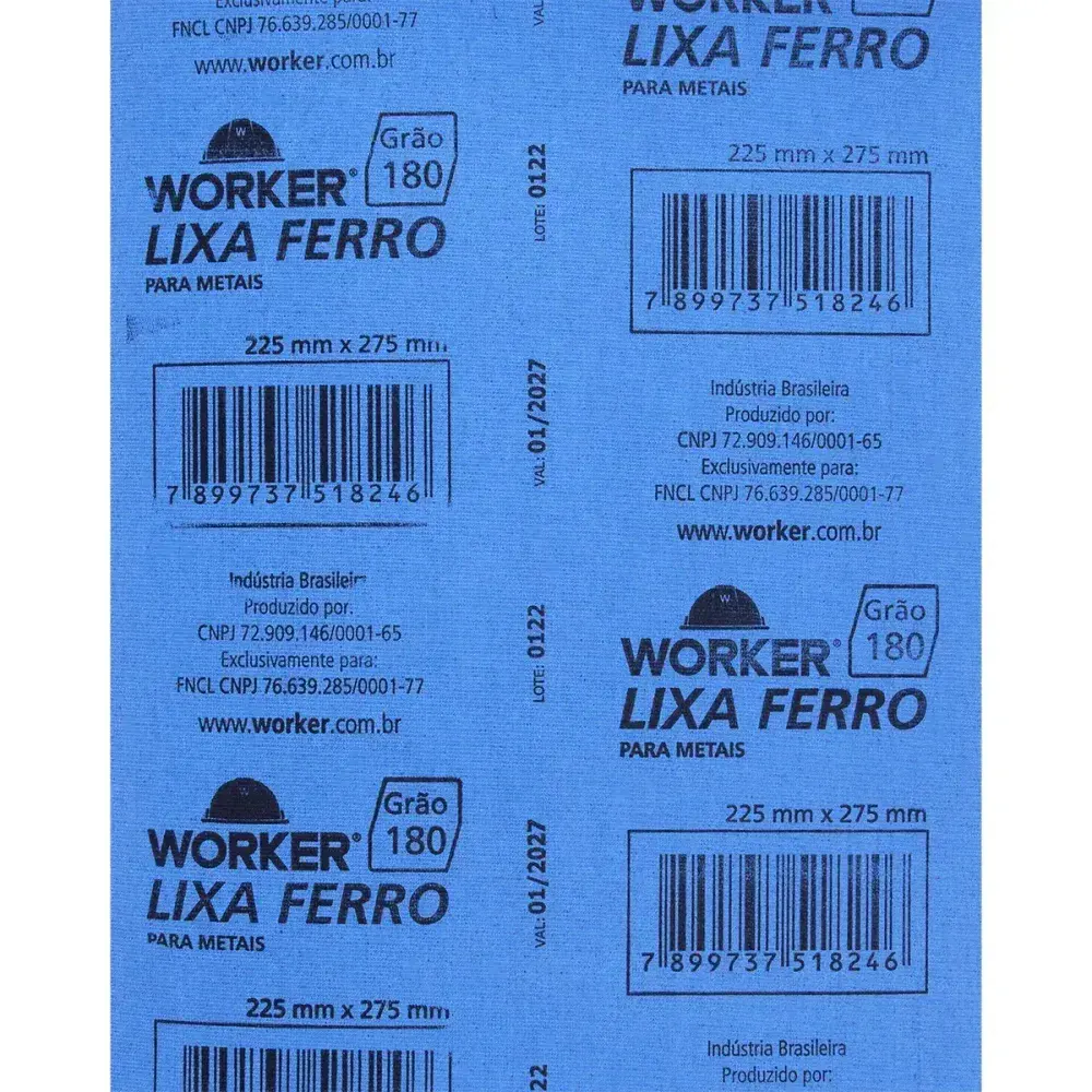 Lixa ferro para acabamento em metais grão 180 Worker — fotografia 7