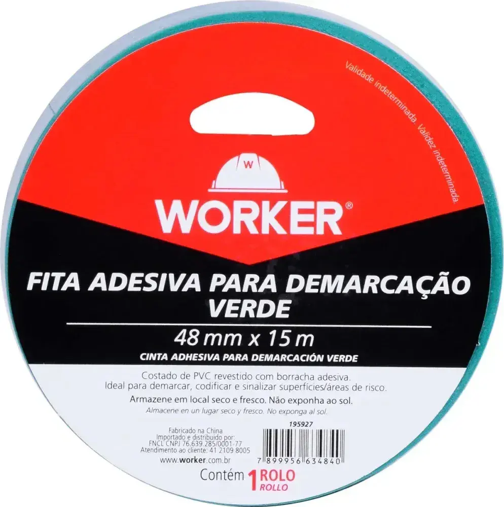 Fita adesiva para demarcação 48MMX15M verde Worker — fotografia 10