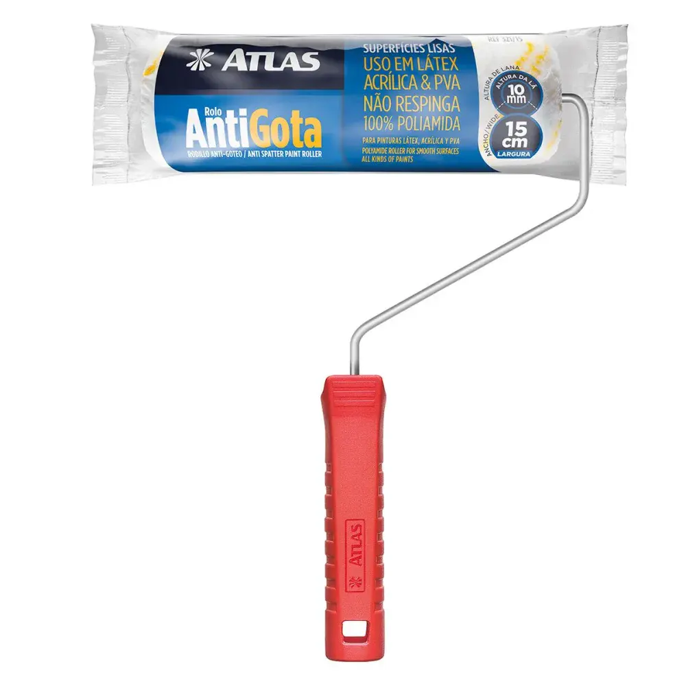 Rolo de pintura antigota poliamida 15CM com cabo Atlas