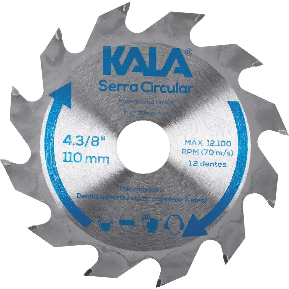 Serra circular vídea para madeira 4.3/8 110MM 12 dentes Kala — fotografia de referência