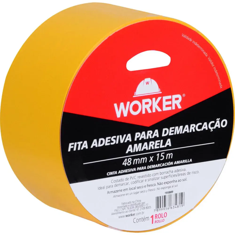 Fita adesiva para demarcação 48MMX15M amarela Worker