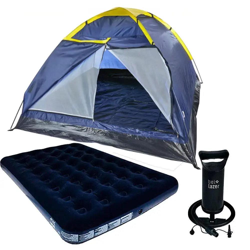 Barraca camping 4 lugar com bomba manual e colchão casal BEL