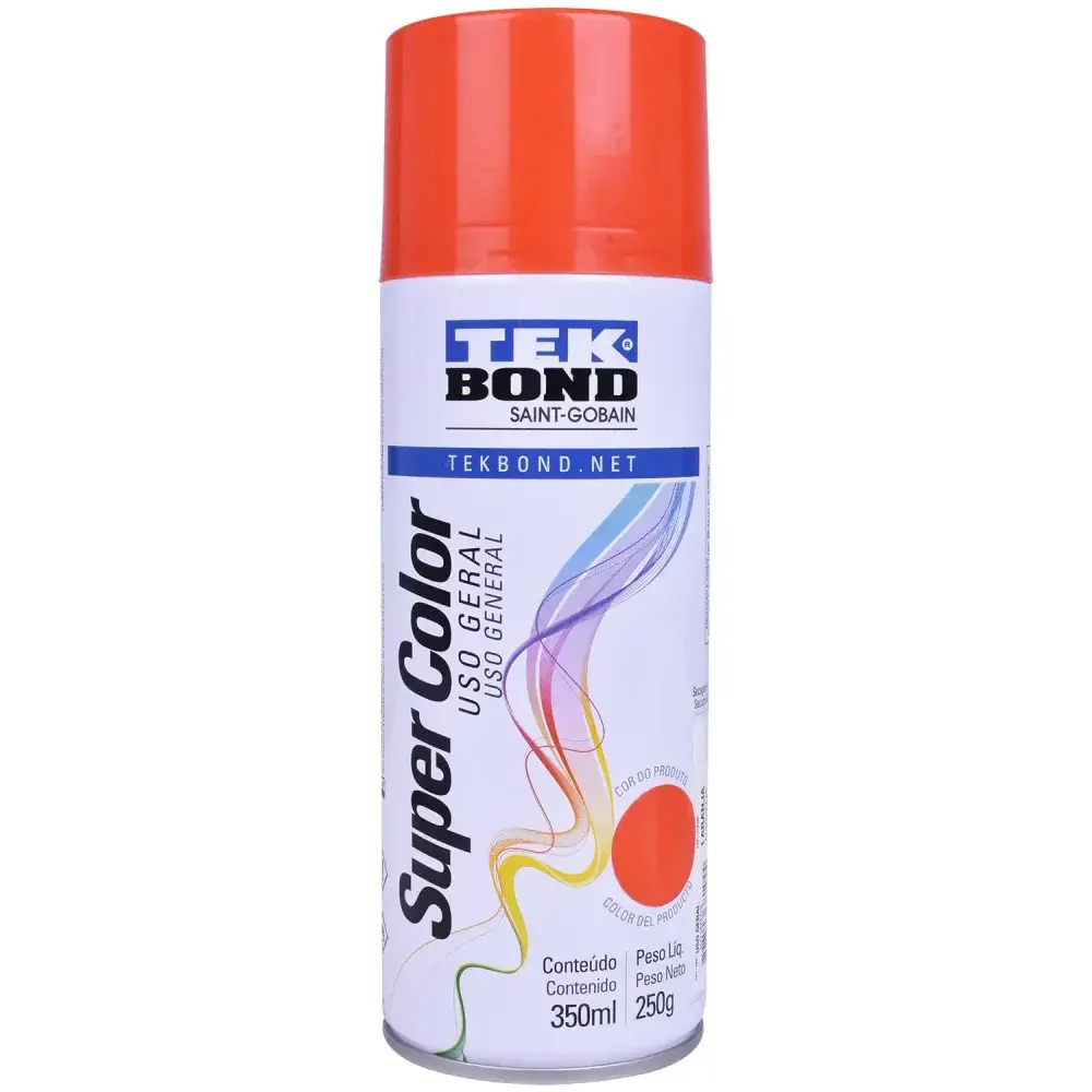 Tinta spray uso geral laranja 350ML Tekbond — fotografia 6