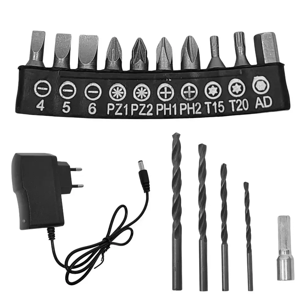 Parafusadeira furadeira bateria 12V com maleta e kit bivolt Evald — fotografia 4