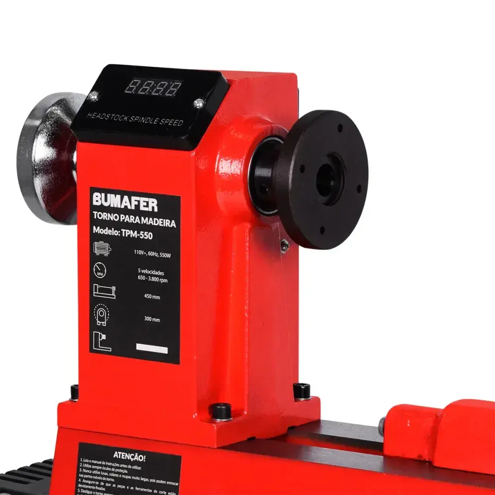 Torno para madeira TPM-550 450MM 550W Bumafer — fotografia 9