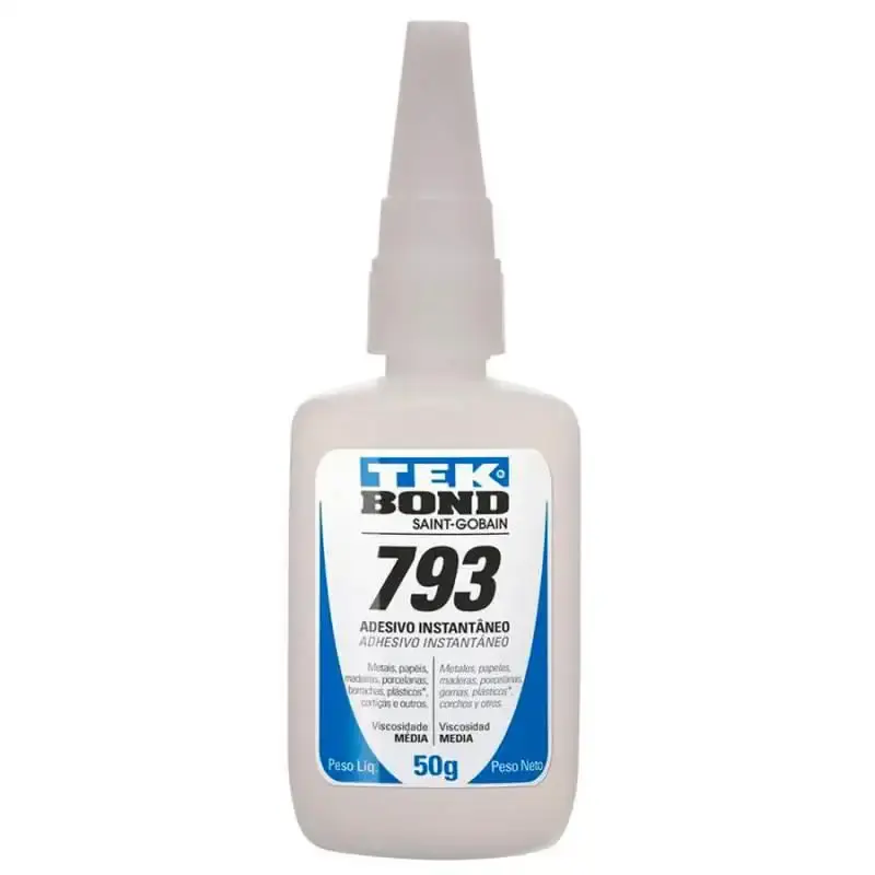 Cola adesiva instantânea cianoacrilato 50 GR 793 bico anti entupimento Tekbond