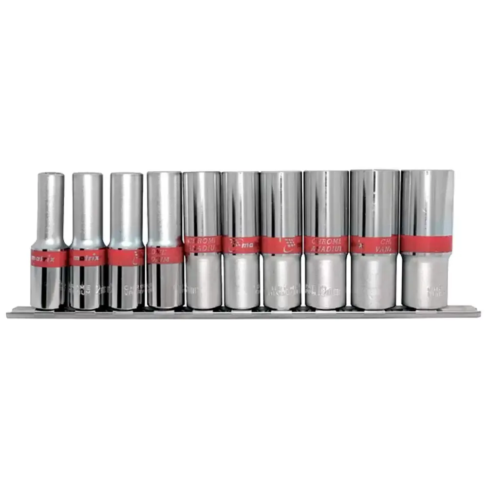 Jogo soquetes 10 a 22 MM sextavado longos kit 10 peças encaixe 1/2 POL MTX — fotografia de referência