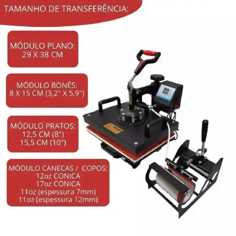 Prensa térmica sublimação multiuso 10 em 1 IWPTS101220 ImportWay — fotografia 5