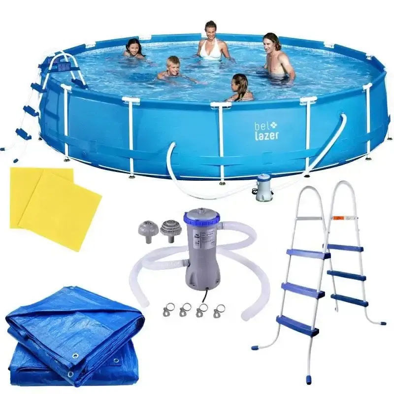 Piscina com Armação 13.000 Litros 457 x 91 CM com Filtro, Cobertura, Forro e Escada BEL 220 V BEL FIX — fotografia de referência