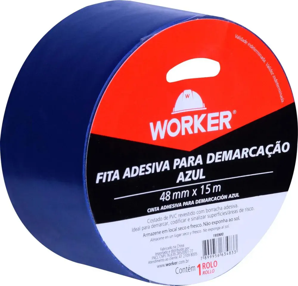 Fita adesiva para demarcação 48MMX15M azul Worker