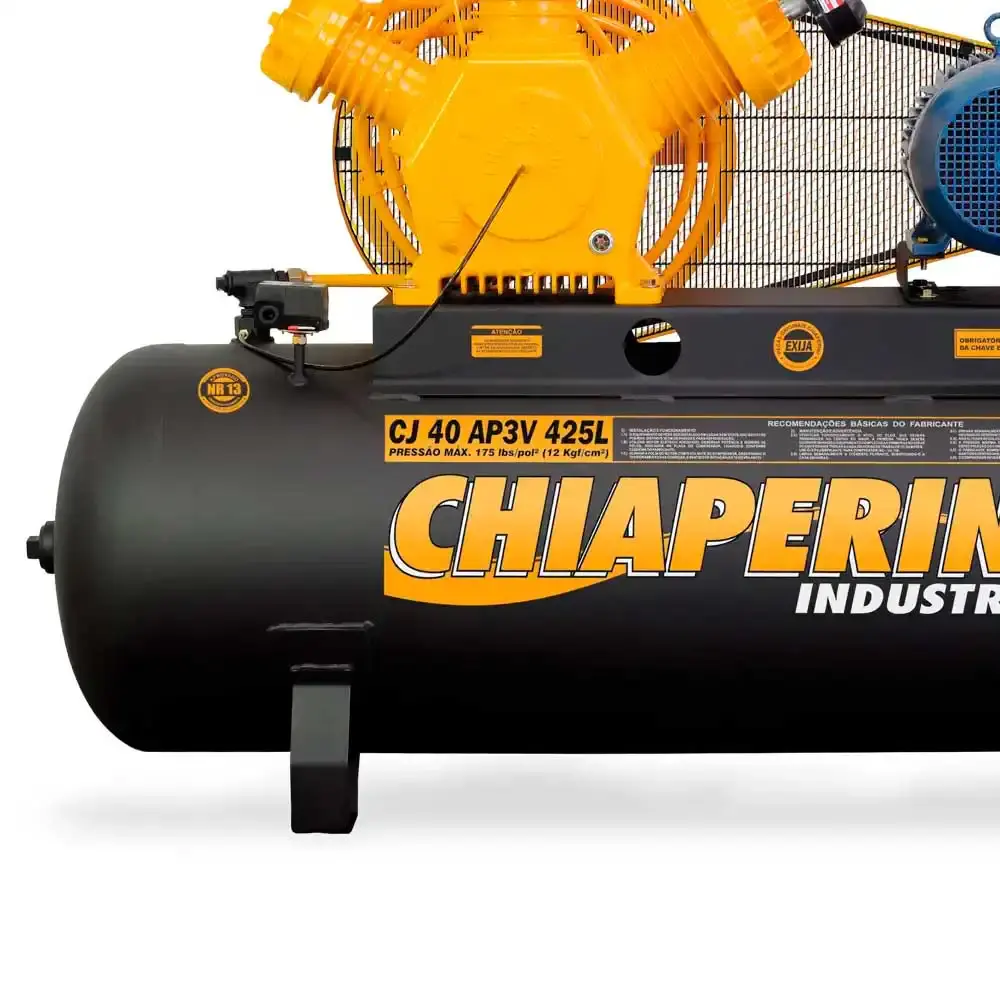 Compressor industrial 40 pés 10HP 425L 40AP3V RCH trifásico 748 Chiaperini — fotografia 5