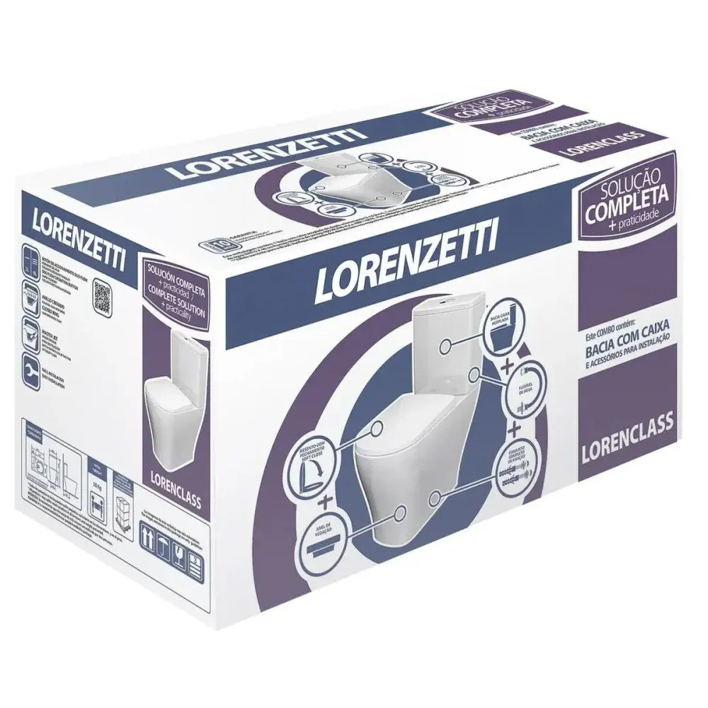 Kit bacia com caixa acoplada 3/6L class completo lorenzetti duchas — fotografia 12