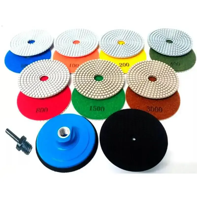 Discos para polimento 100 MM kit com 7 peças e suporte M14 VIP — fotografia de referência