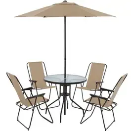 Conjunto com mesa 4 cadeiras e guarda sol para jardim IWCJ005 ImportWay — fotografia 2