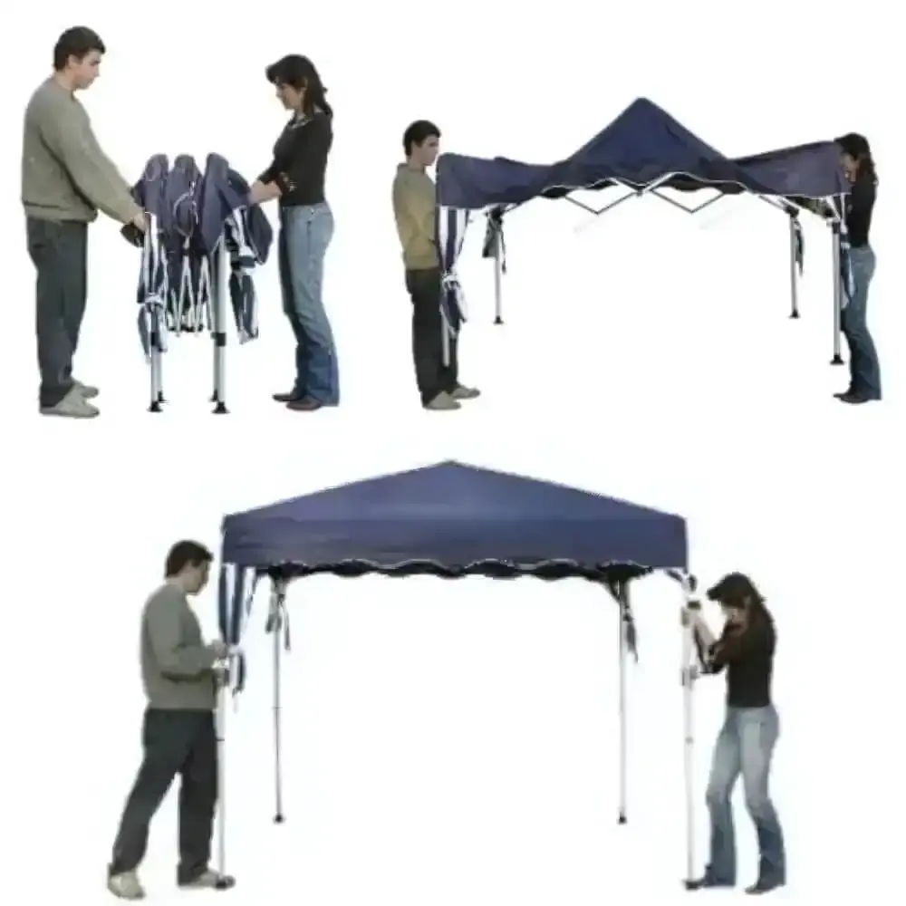 Tenda gazebo azul em poliéster 3X3 metros articulada x-flex Mor — fotografia 4