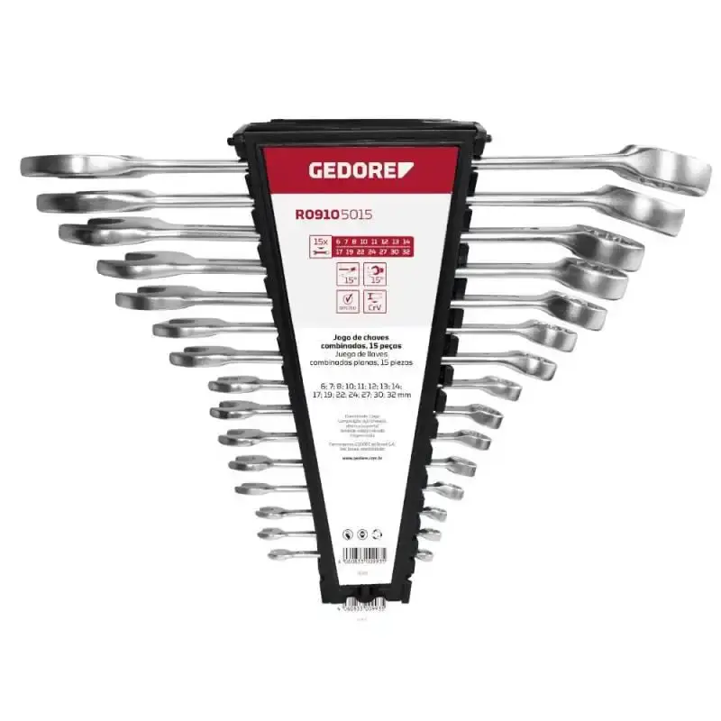 Jogo de chave combinada de 6 à 32 MM com 15 peças R09105015 Gedore RED — fotografia de referência