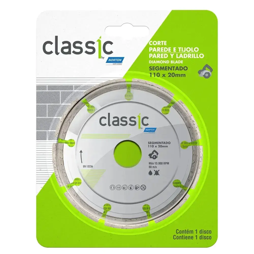 Disco diamantado classic segmento para serra mármore 110X20MM Norton — fotografia 4