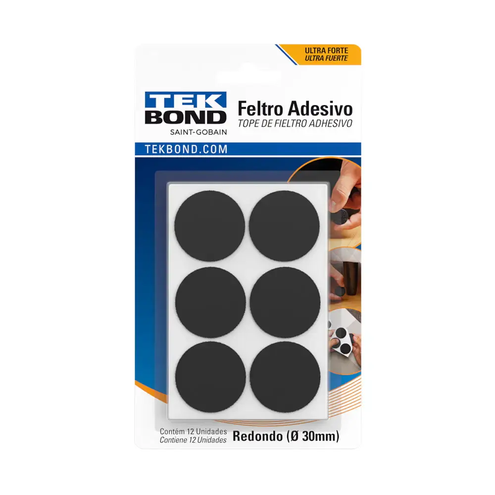 Feltro Adesivo Redondo 30 mm Preto TEKBOND TEK Bond