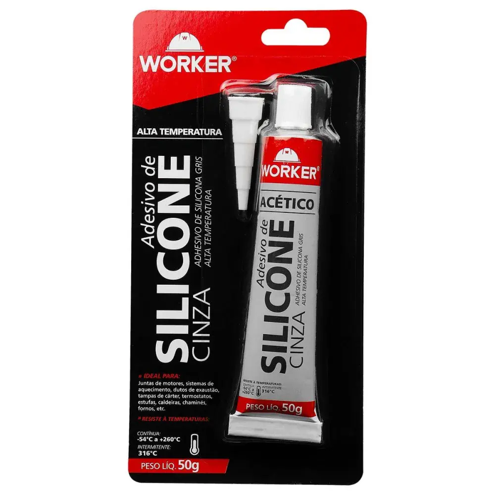 Silicone acético alta temperatura cinza 50G Worker — fotografia 4