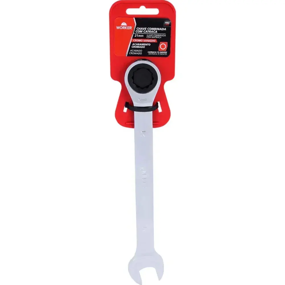 Chave combinada com catraca cromo vanádio 21MM Worker — fotografia 12