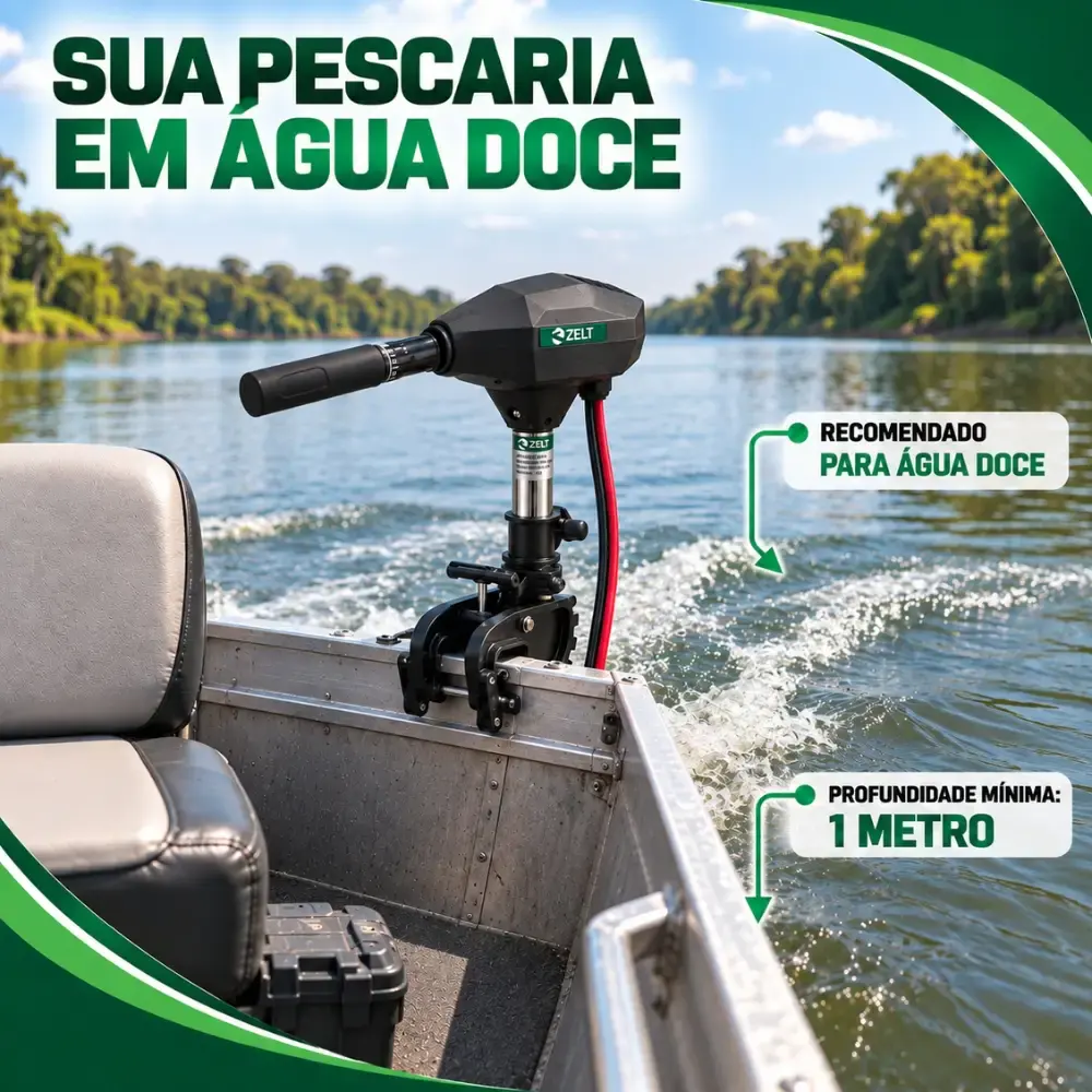 Motor elétrico de popa 12V 58LB para barco canoa caiaque 612W digital haste ajustável Zelt — fotografia 5