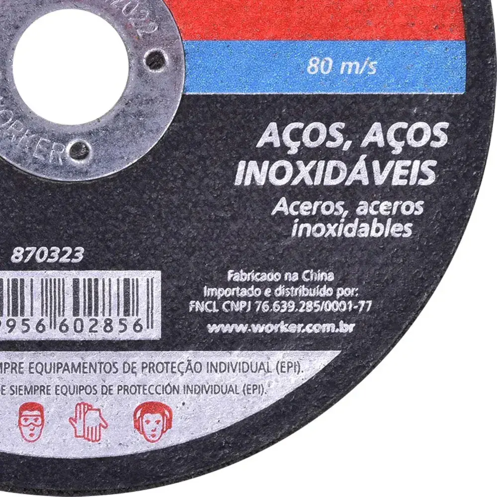 Disco corte aço inox 3 x 1/16 x 3/8 870323 Worker — fotografia 6