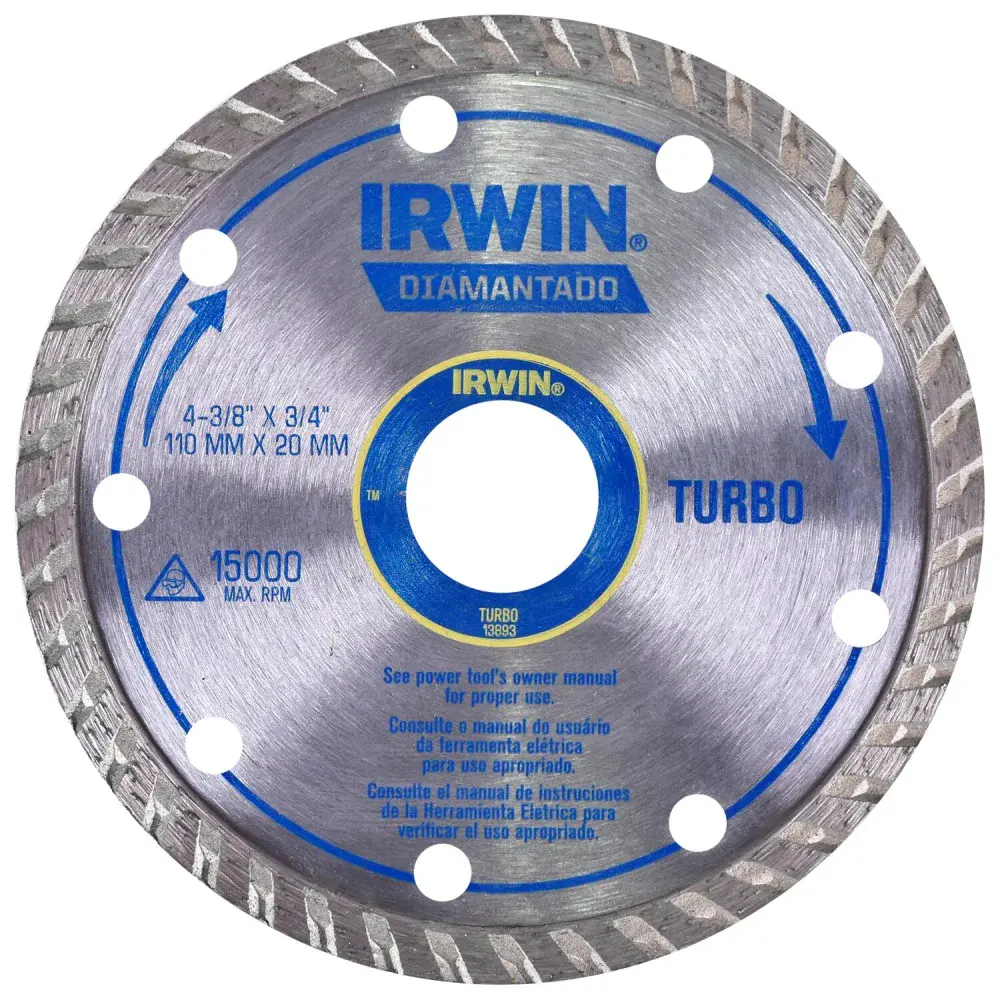 Disco diamantado 110MM turbo IW13893 Irwin - corte seco