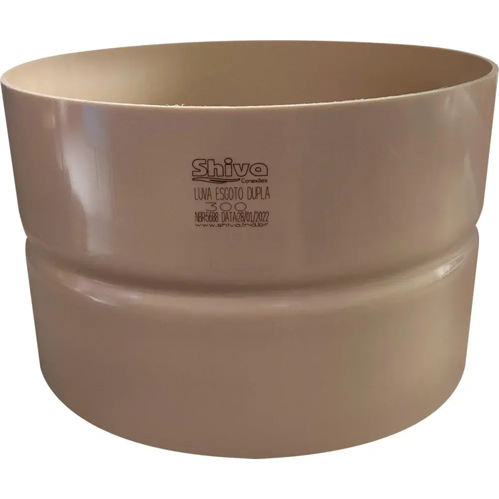 Luva esgoto dupla em pvc 300MM branca Shiva