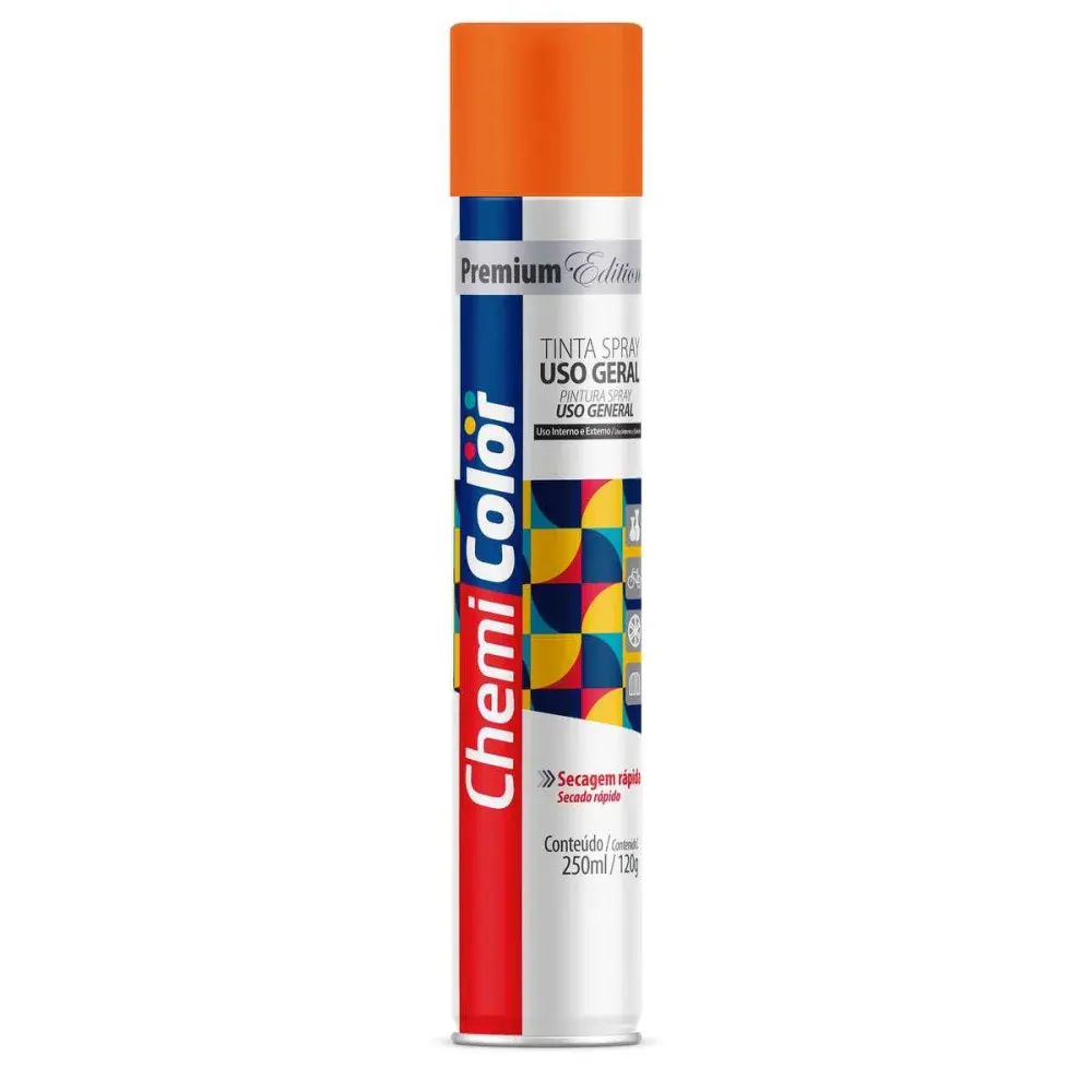 Tinta spray uso geral 250ML/120G laranja da Chemicolor